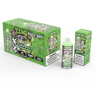 Boite de 10 puff 60k Razz bar ~ lemon peach passion fruit - 2 acheter = 1 offert